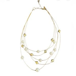 New York & Co Women’s Necklace| White Gold Pearls| Adjustable